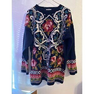 Women's ALL POINTS by Reference Point Floral Overesize Tunic Sweater Size M